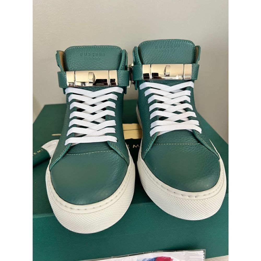 BUSCEMI Mid Sneaker, Women's Italian Leather Hightop , Size 38 (Euro) Petrol NWT - Picture 7 of 16